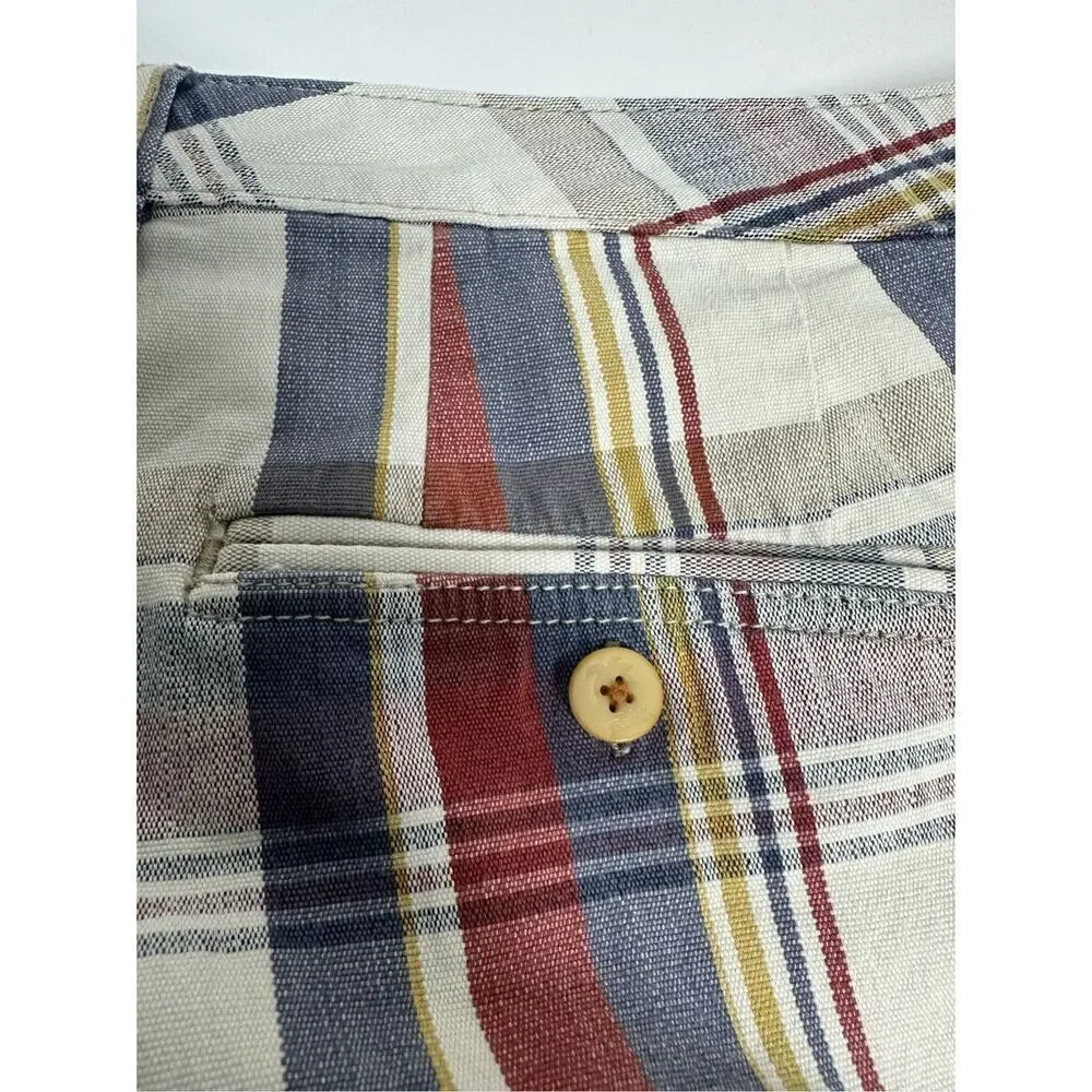 Tommy Bahama Men’s Cotton Blend  Plaid Cargo Shorts Size 42 Blue Red White